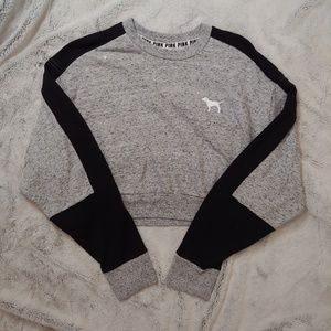 PINK Grey Crop Sweater